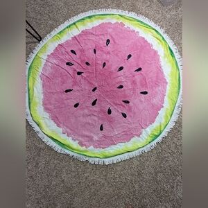 Round watermelon beach blanket